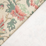 Toile de coton effet tissu de lin, motifs vintage fleuris et d'oiseaux - Ribes y Casals