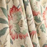 Toile de coton effet tissu de lin, motifs vintage fleuris et d'oiseaux - Ribes y Casals