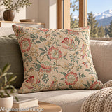 Toile de coton effet tissu de lin, motifs vintage fleuris et d'oiseaux - Ribes y Casals