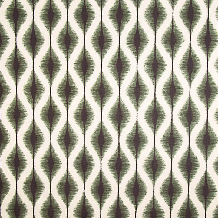Toile de coton effet tissu de lin Ikat ethnique verte - Ribes y Casals