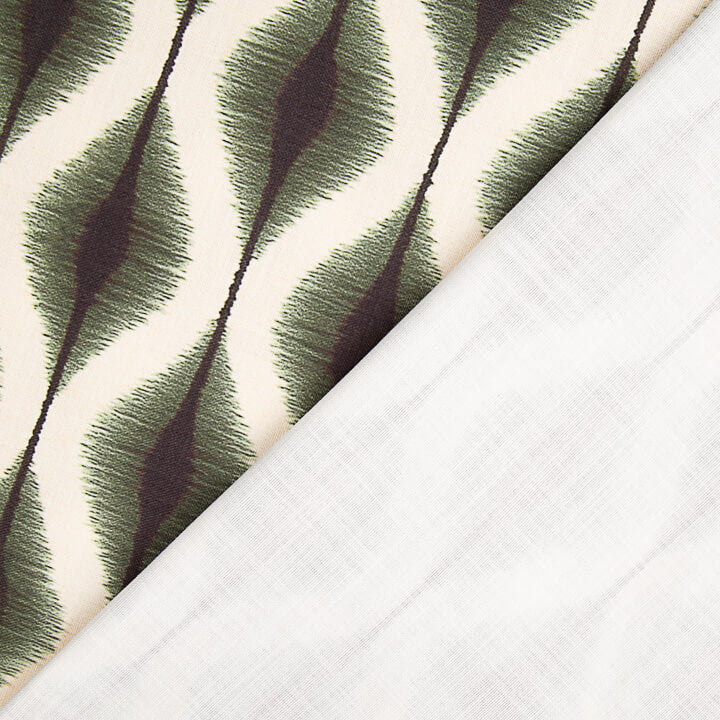 Toile de coton effet tissu de lin Ikat ethnique verte - Ribes y Casals