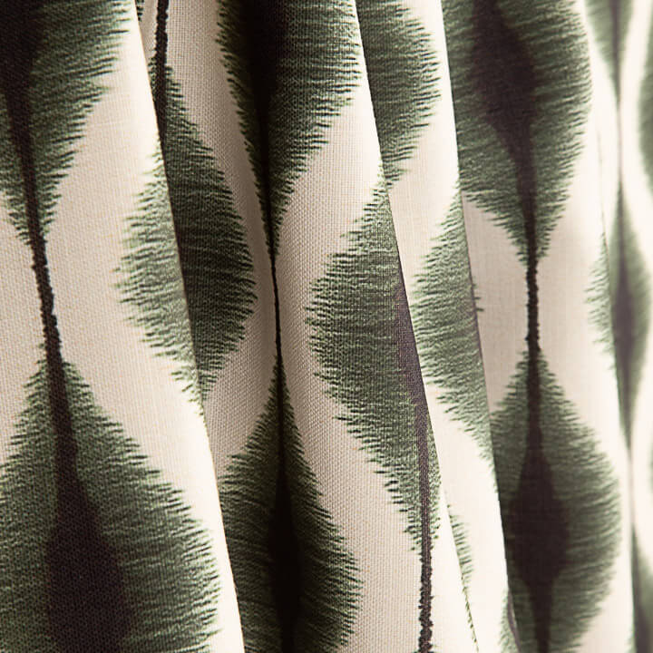 Toile de coton effet tissu de lin Ikat ethnique verte - Ribes y Casals