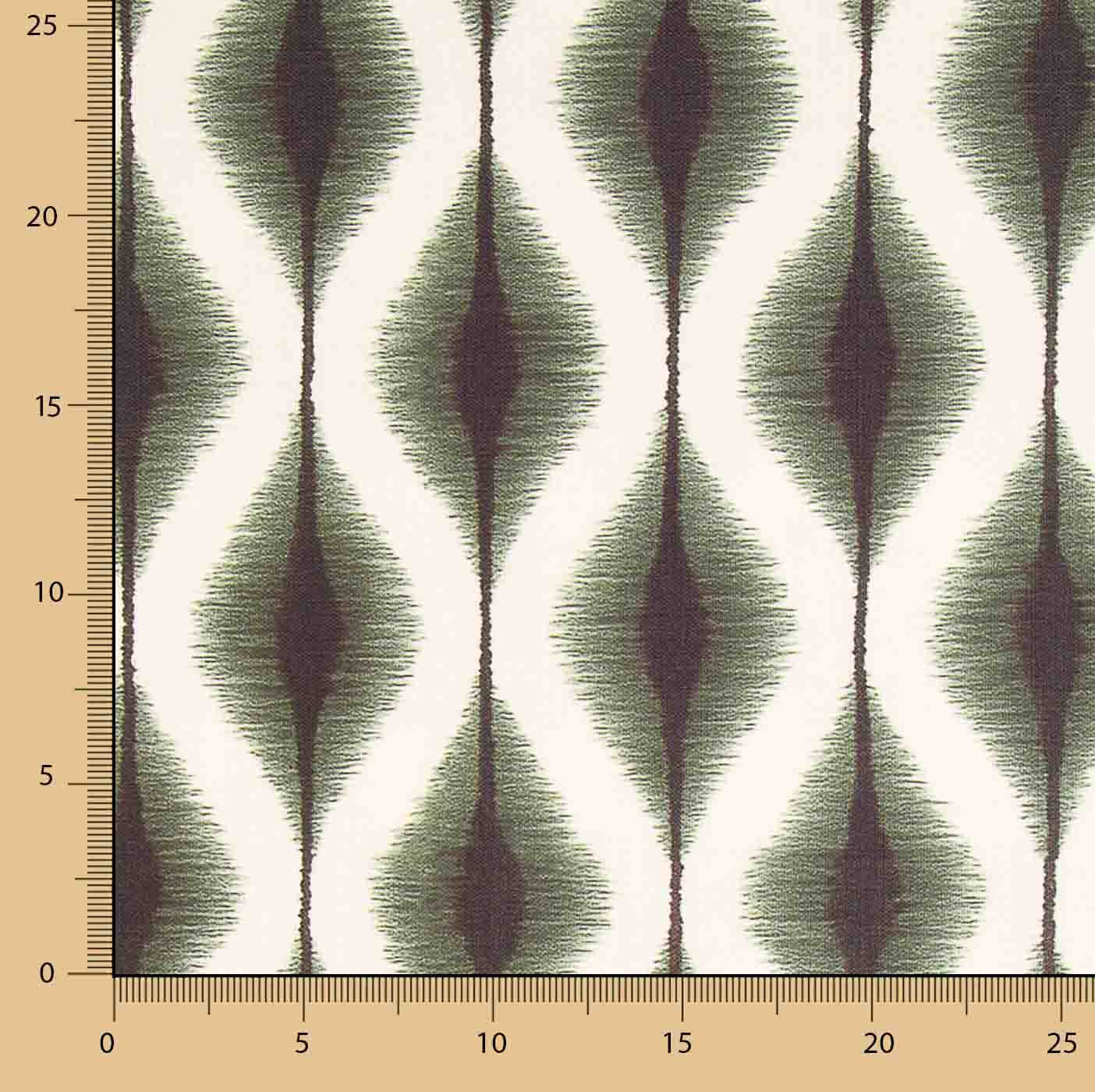 Toile de coton effet tissu de lin Ikat ethnique verte - Ribes y Casals