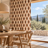 Toile de coton effet tissu de lin Ikat ethnique terracotta - Ribes y Casals