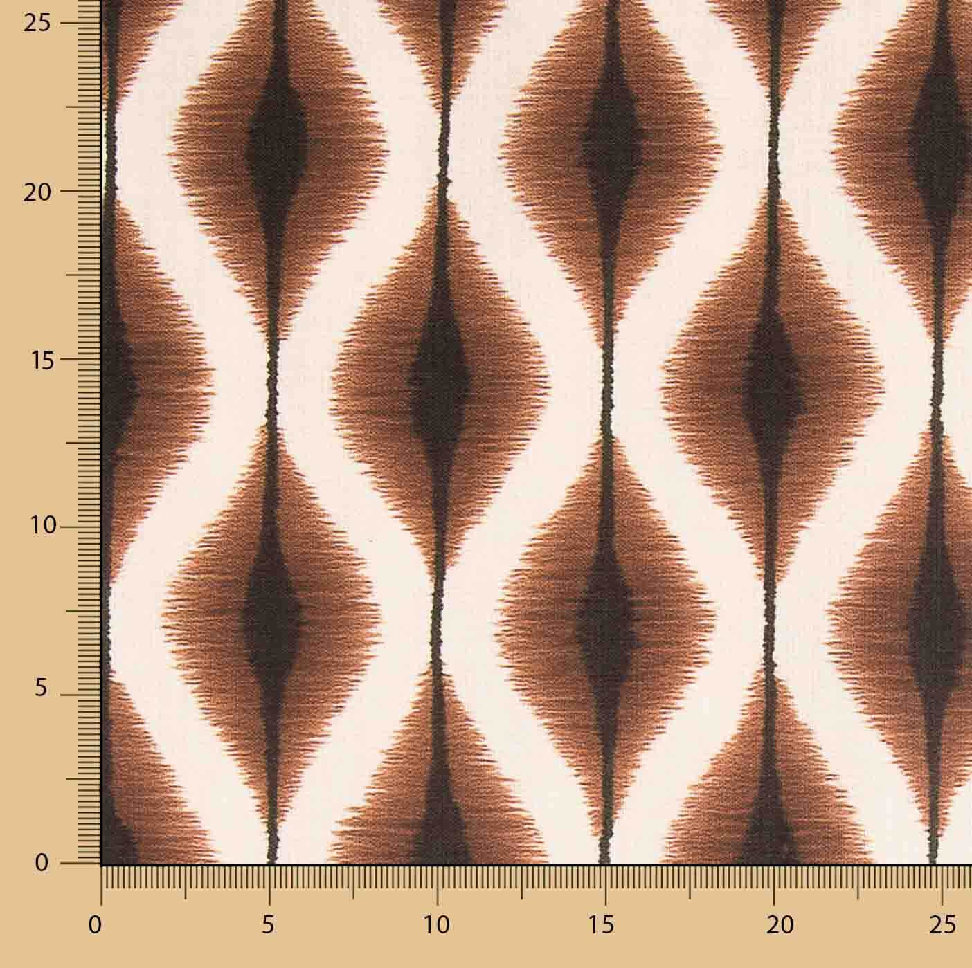 Toile de coton effet tissu de lin Ikat ethnique terracotta - Ribes y Casals