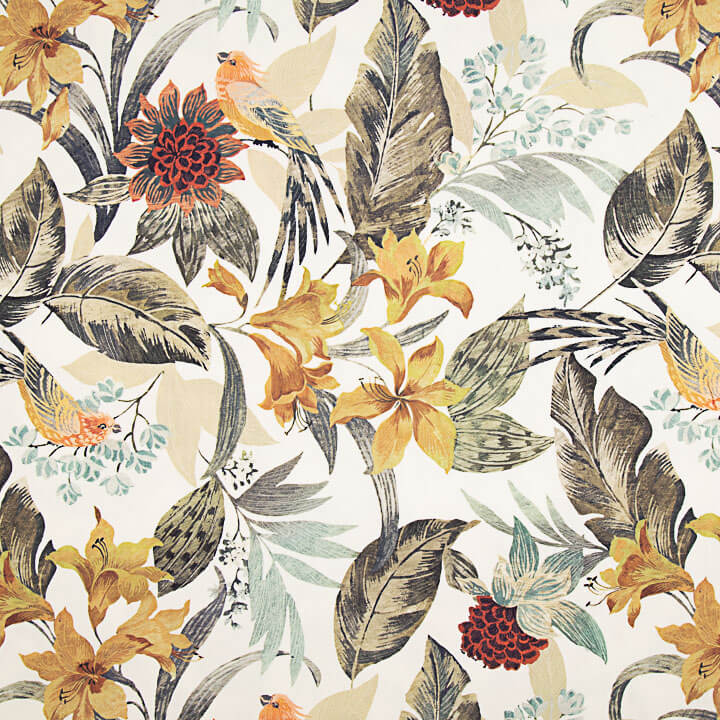Toile de coton effet tissu de lin « Paradis tropical » multicolore - Ribes y Casals