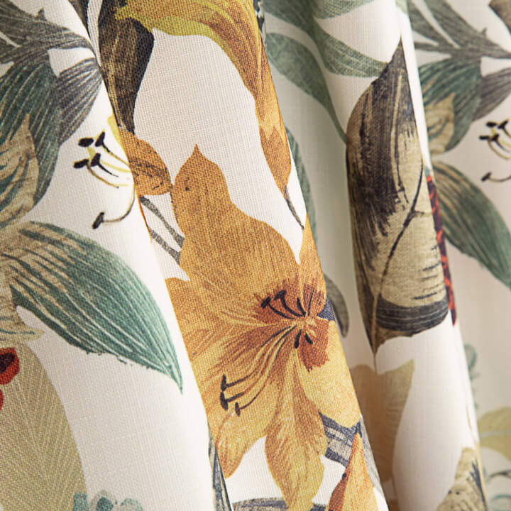 Toile de coton effet tissu de lin « Paradis tropical » multicolore - Ribes y Casals