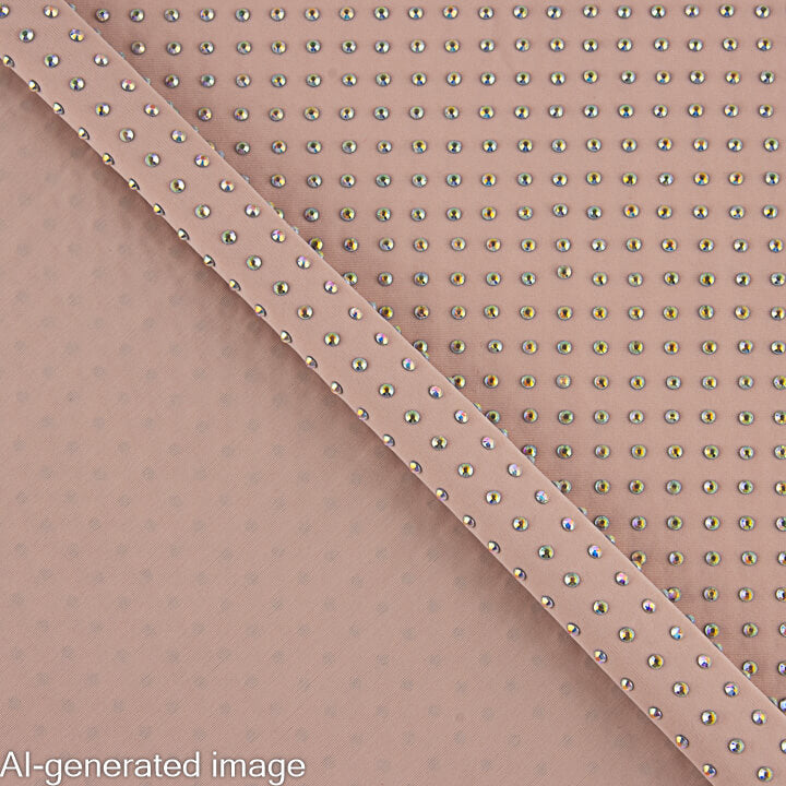 Tissu extensible avec strass argentés irisés rose nude - Ribes y Casals
