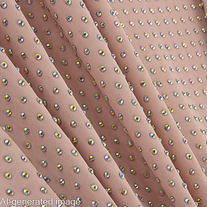 Tissu extensible avec strass argentés irisés rose nude - Ribes y Casals
