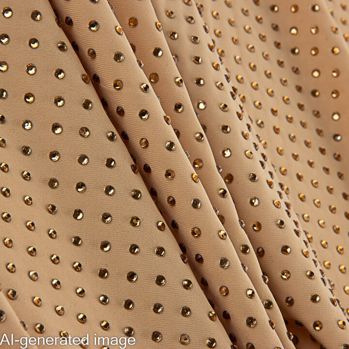 Tissu extensible avec strass dorés irisés couleur camel - Ribes y Casals