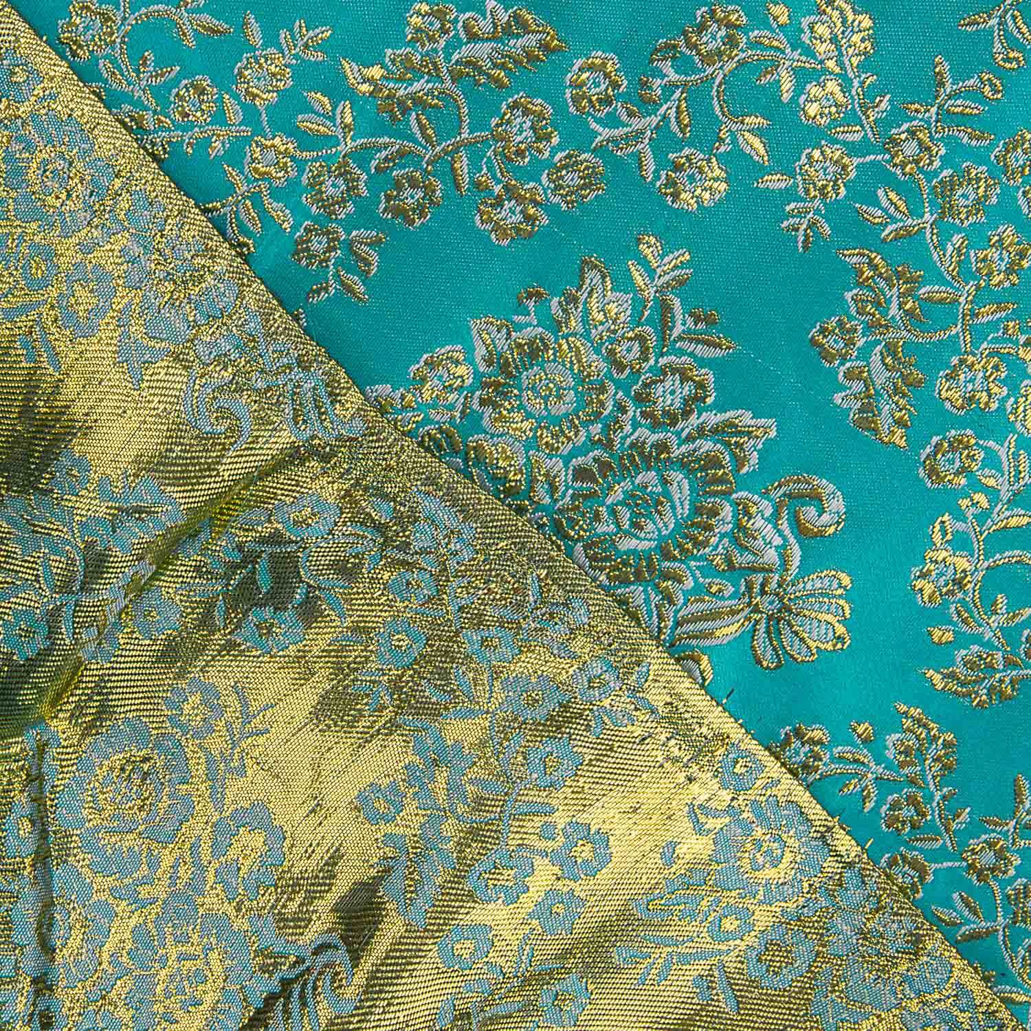 Jacquard turquoise avec lurex doré - Ribes y Casals