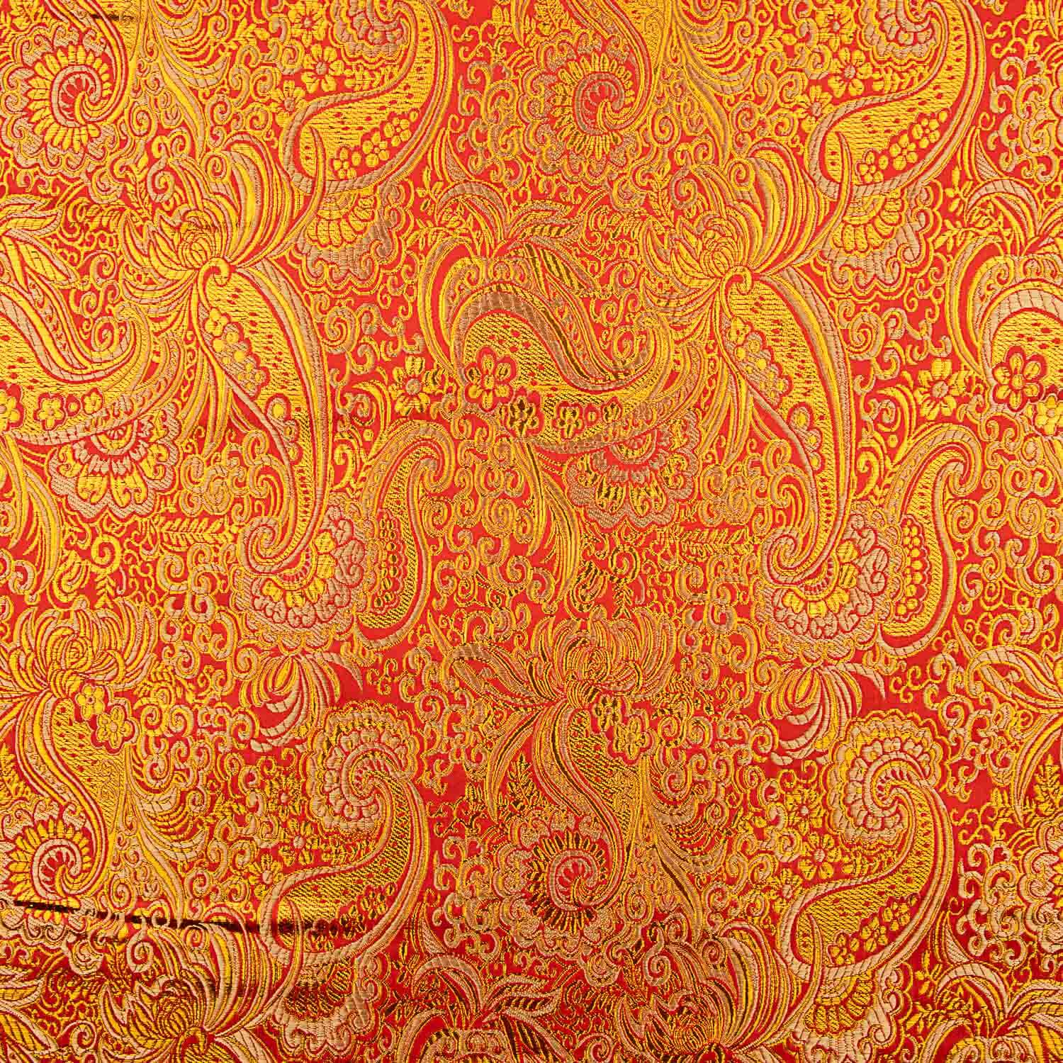 Jacquard rouge avec lurex cachemire doré - Ribes y Casals