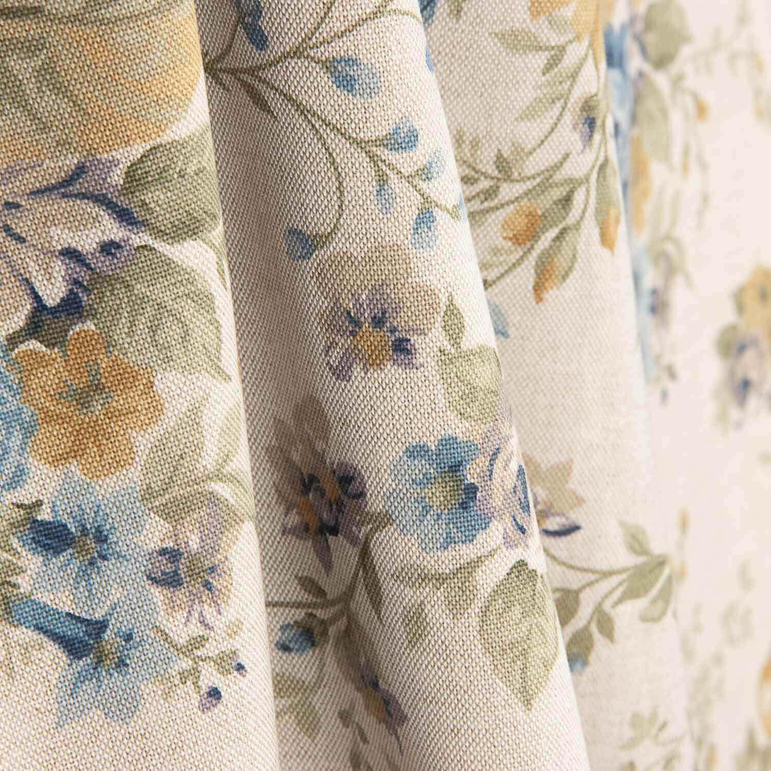 Toile imprimée fleurs bleu et moutarde - Ribes y Casals