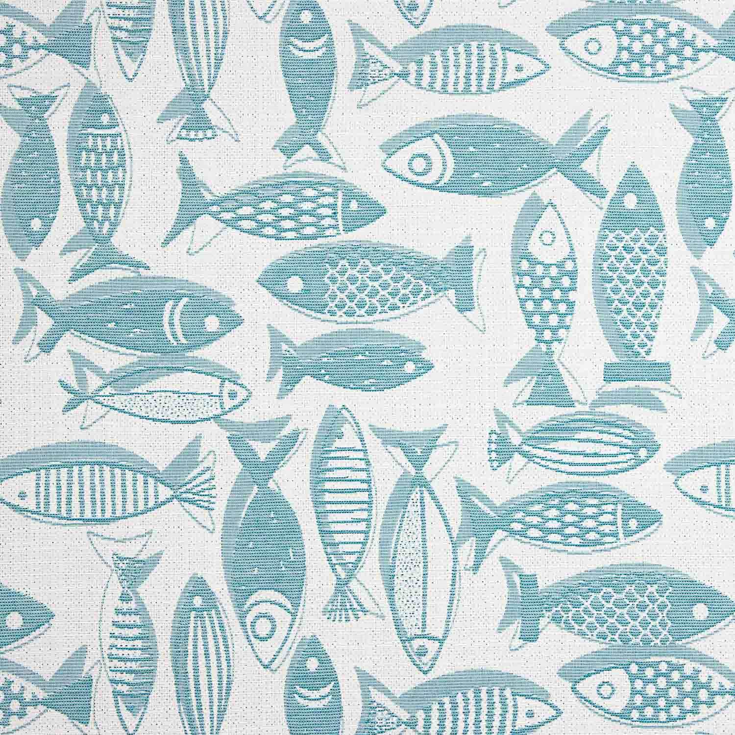 Toile jacquard Poissons bleu turquoise - Ribes y Casals