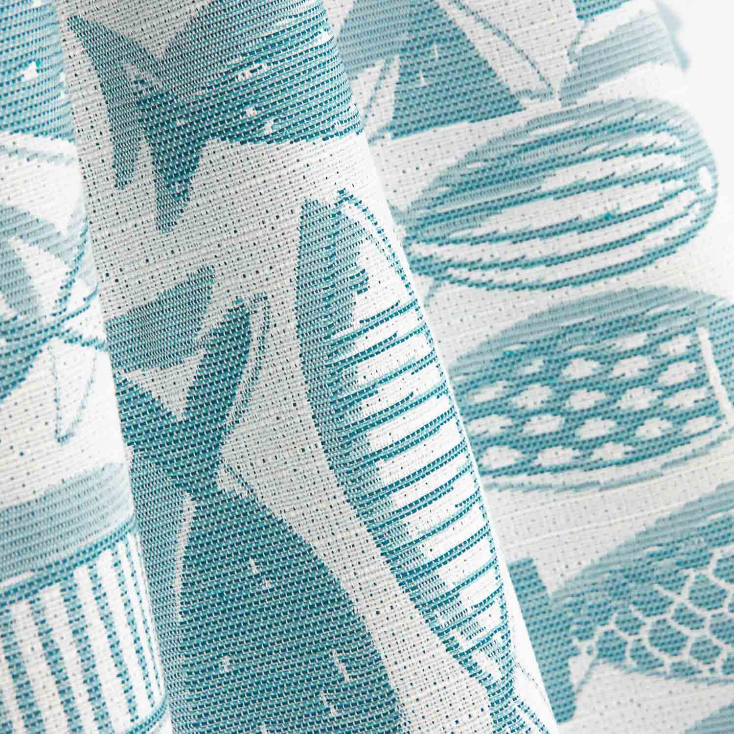 Toile jacquard Poissons bleu turquoise - Ribes y Casals