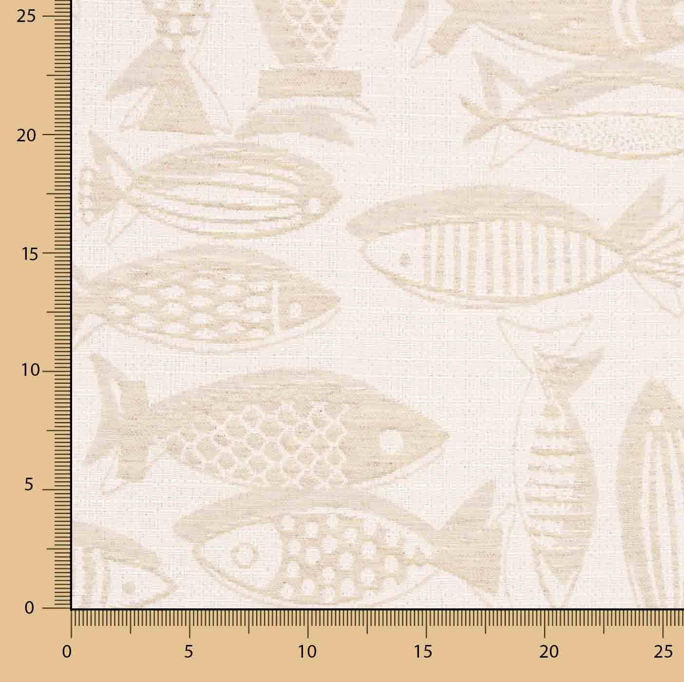 Toile jacquard Poissons Beige - Ribes y Casals