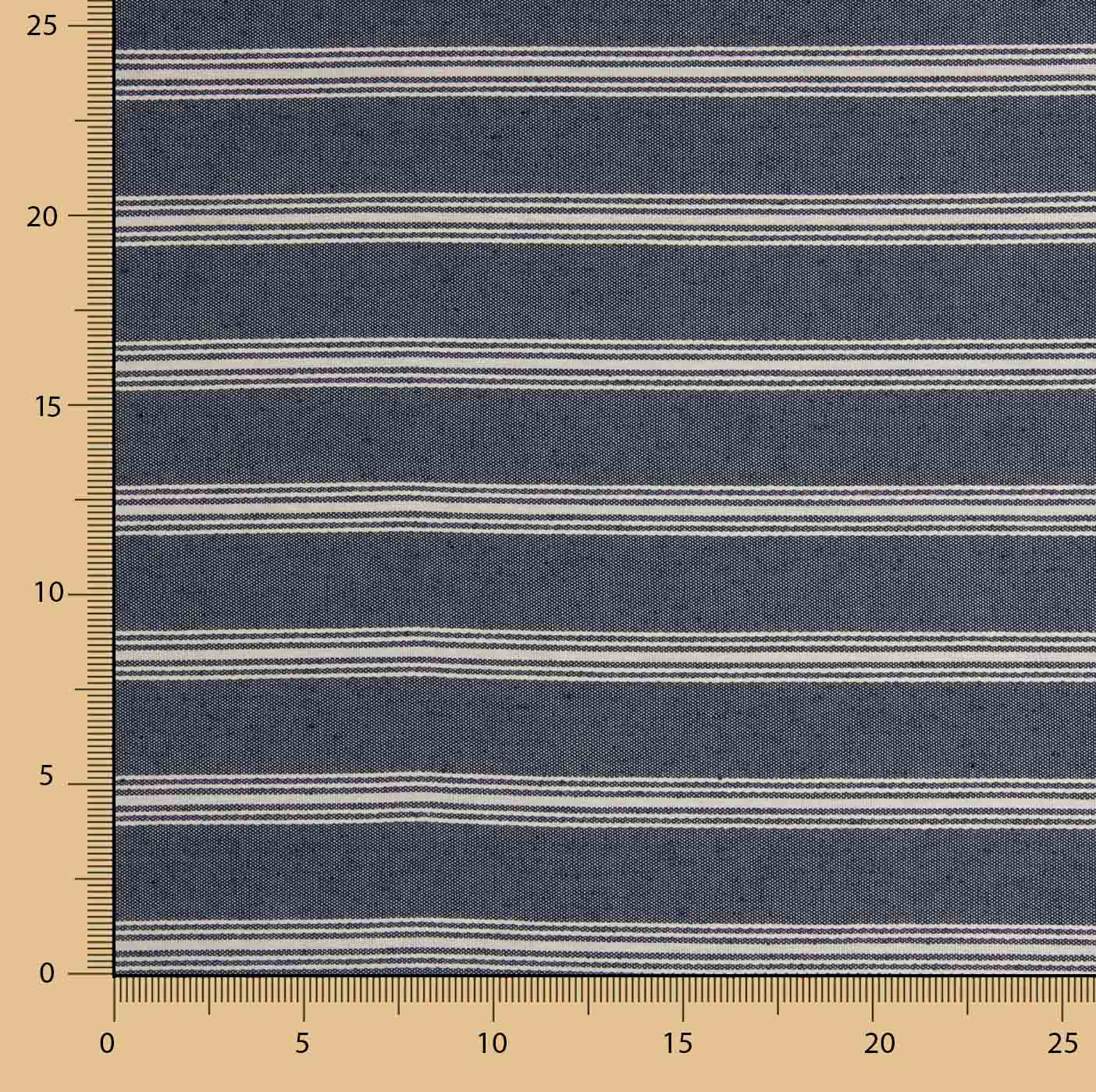 Toile de coton bleu marine à rayures blanches - Ribes y Casals