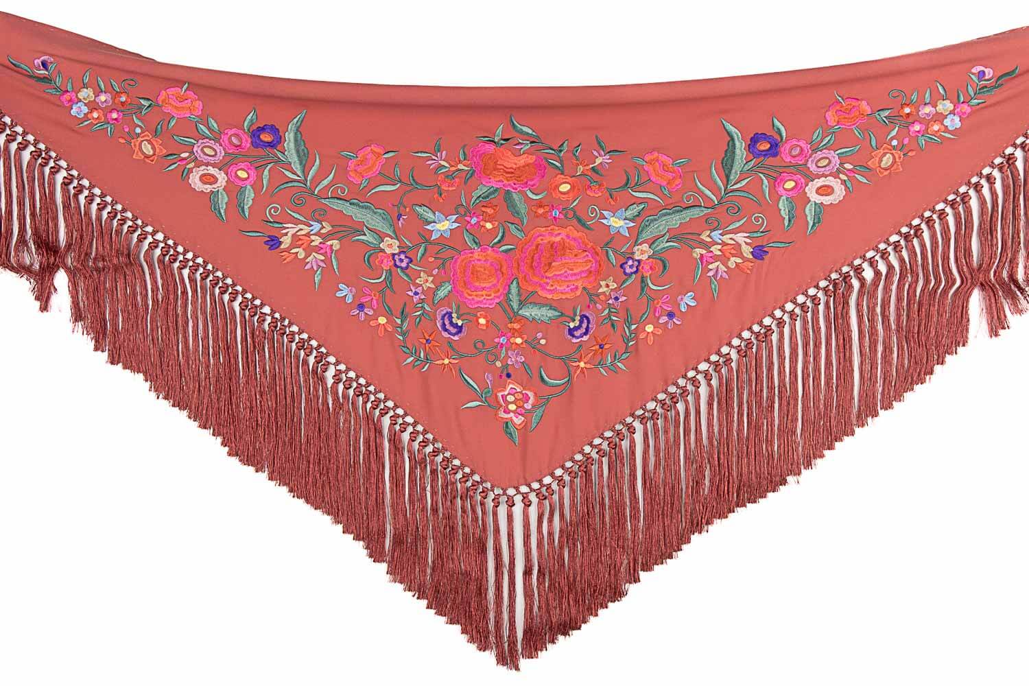 Petit châle de flamenco couleur argile brodé - Ribes y Casals