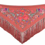 Petit châle de flamenco couleur argile brodé - Ribes y Casals