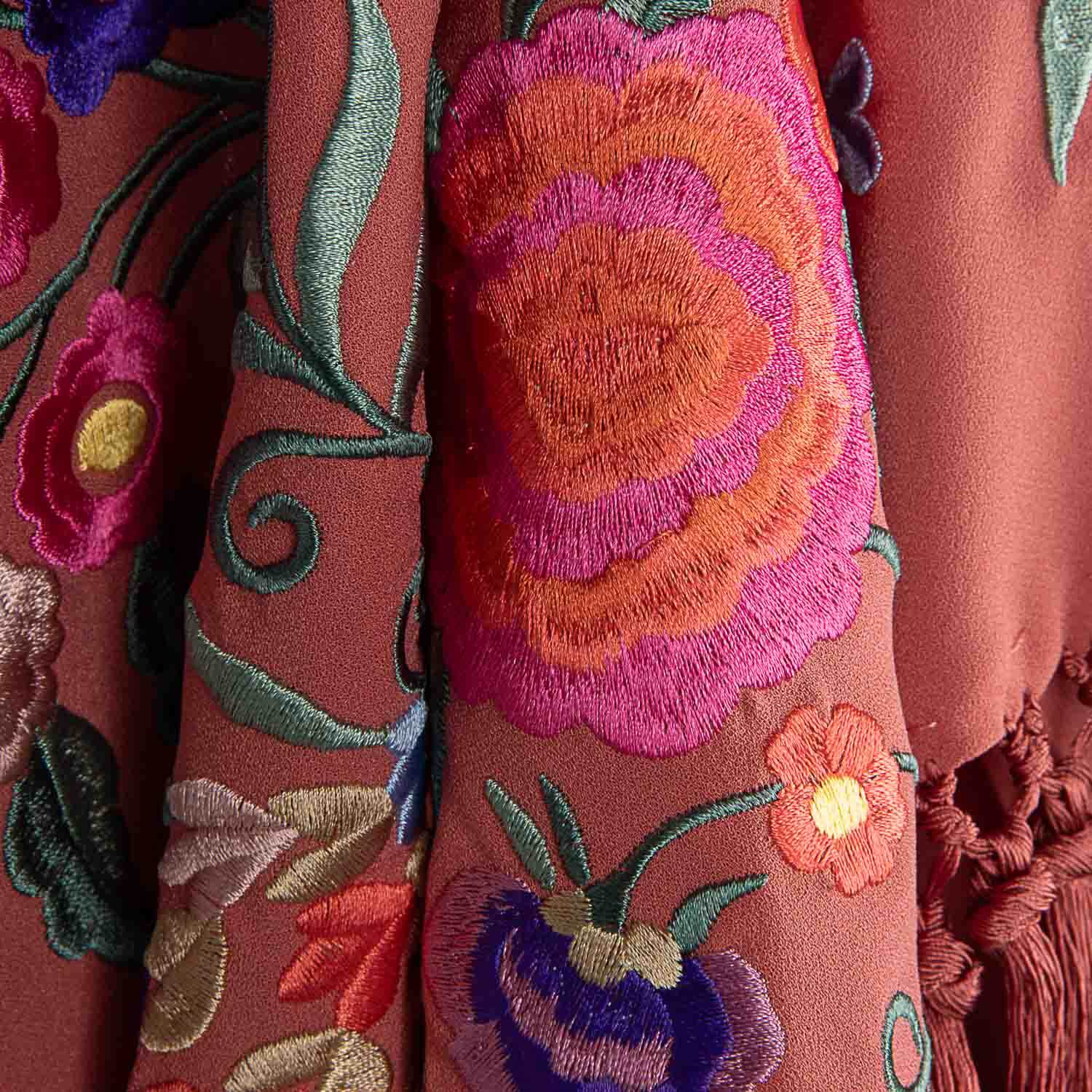 Petit châle de flamenco couleur argile brodé - Ribes y Casals