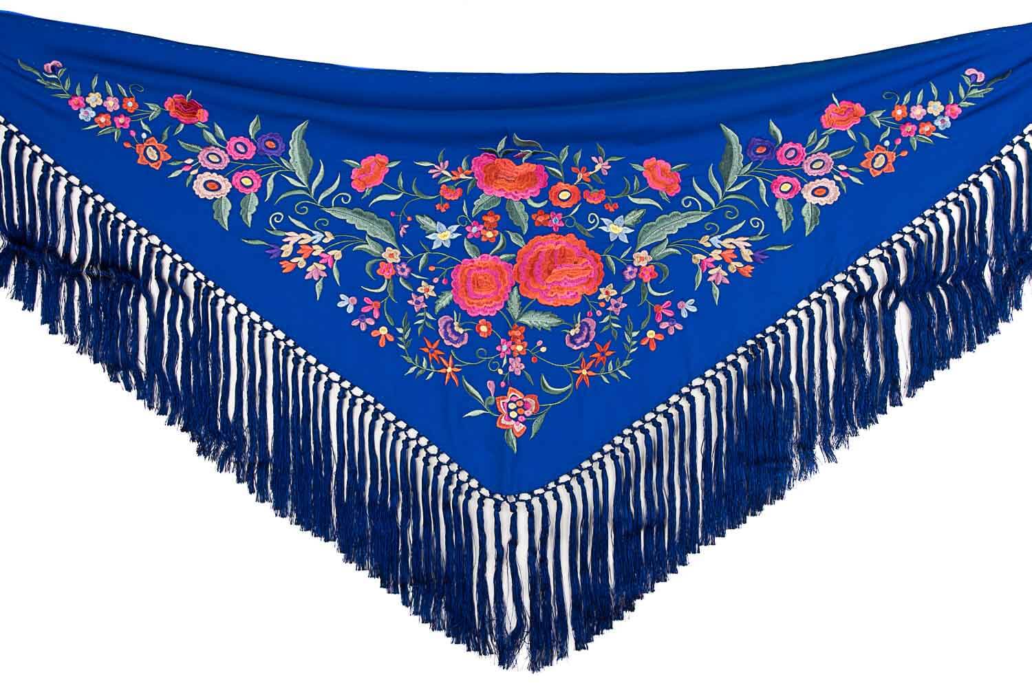 Petit châle de flamenca bleu azur brodé - Ribes y Casals