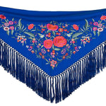 Petit châle de flamenca bleu azur brodé - Ribes y Casals