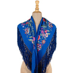 Petit châle de flamenca bleu azur brodé - Ribes y Casals