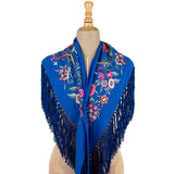 Petit châle de flamenca bleu azur brodé - Ribes y Casals