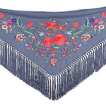 Petit châle de flamenco bleu denim brodé - Ribes y Casals