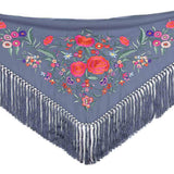 Petit châle de flamenco bleu denim brodé - Ribes y Casals