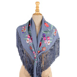Petit châle de flamenco bleu denim brodé - Ribes y Casals