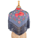 Petit châle de flamenco bleu denim brodé - Ribes y Casals