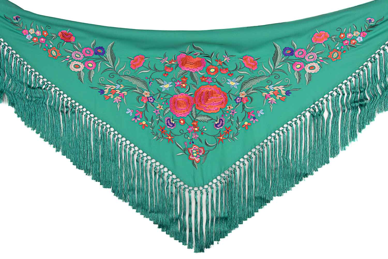 Petit châle de flamenco vert brodé - Ribes y Casals