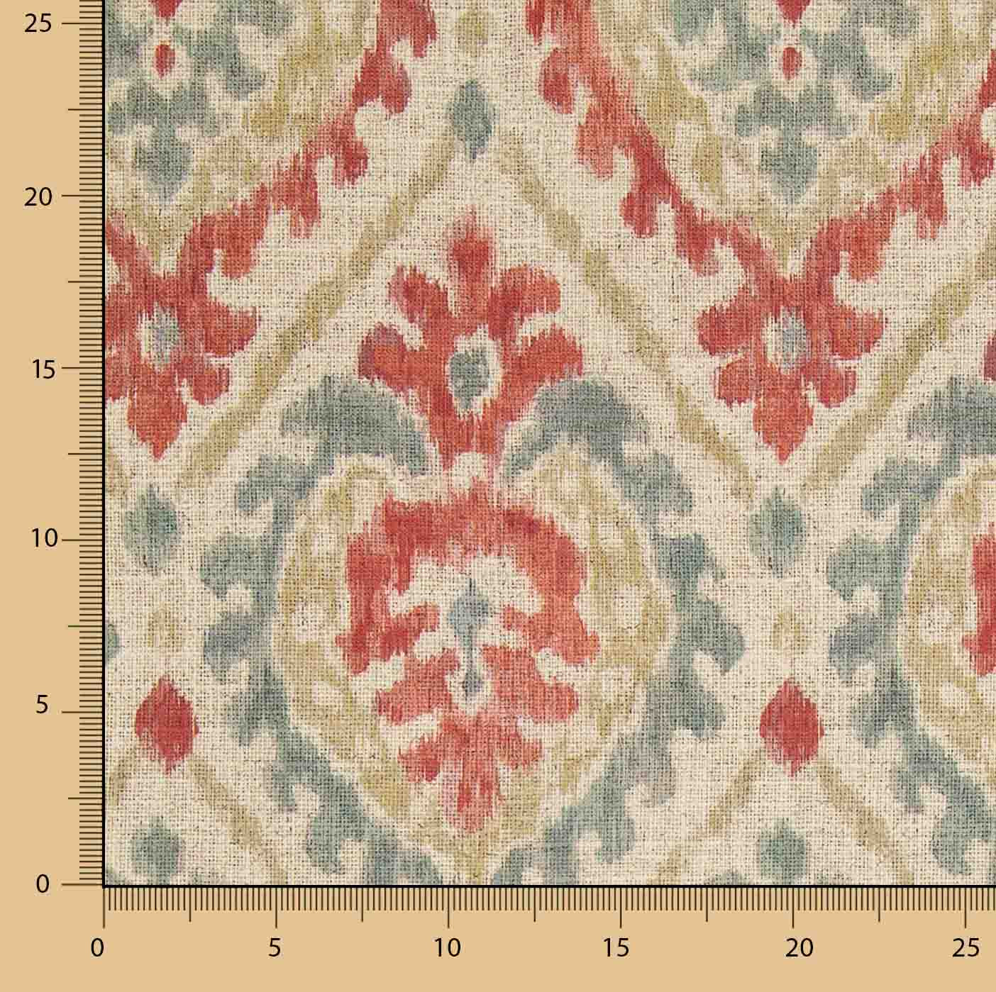 Toile de coton effet tissu de lin ethnique terracotta - Ribes y Casals