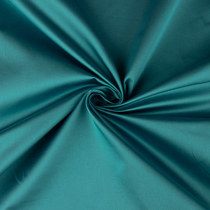 Satin Mikado réversible « Tornasol » bleu turquoise et marron - Ribes y Casals