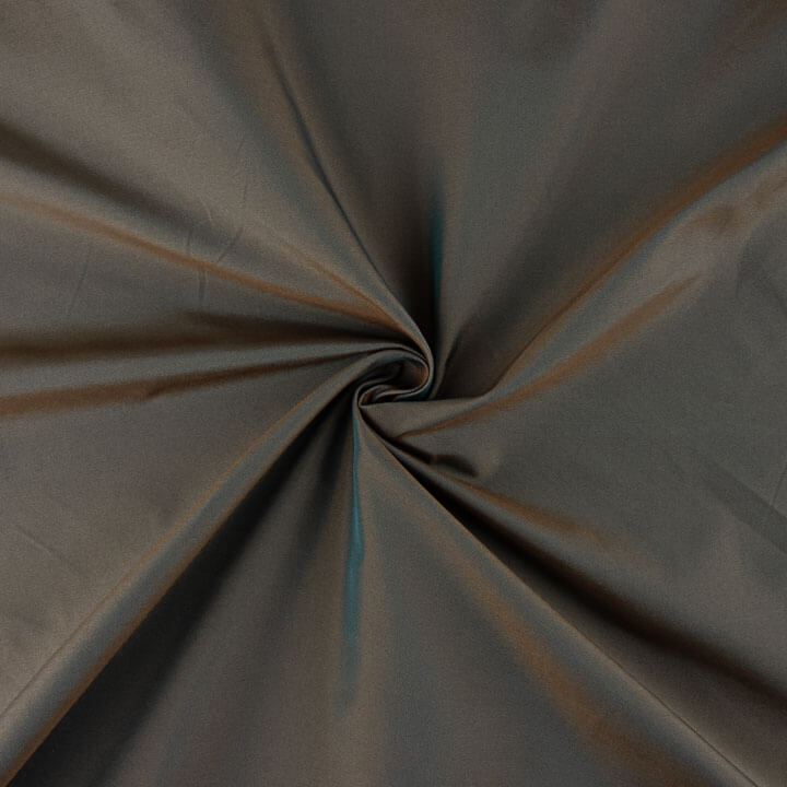 Satin Mikado réversible « Tornasol » bleu turquoise et marron - Ribes y Casals