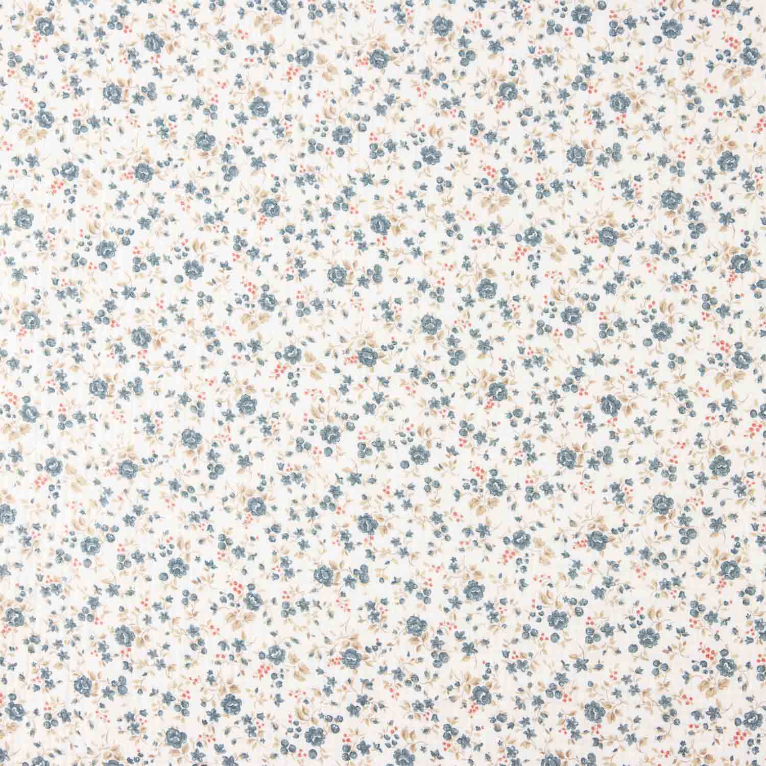 Mousseline de coton fleur bleue vintage - Ribes y Casals