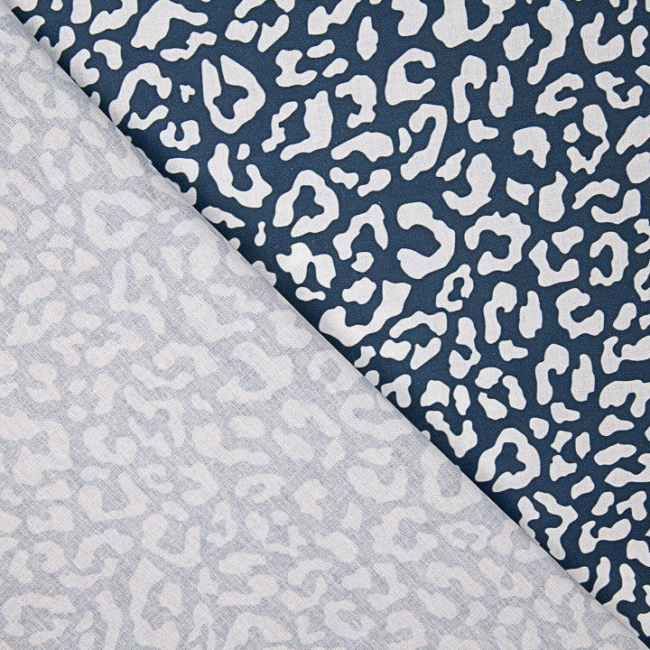 Percale imprimée Nairobi bleu marine et blanc - Ribes y Casals