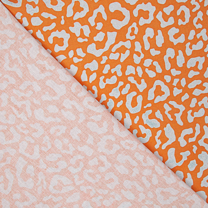 Percale imprimée Nairobi orange et bleu clair - Ribes y Casals