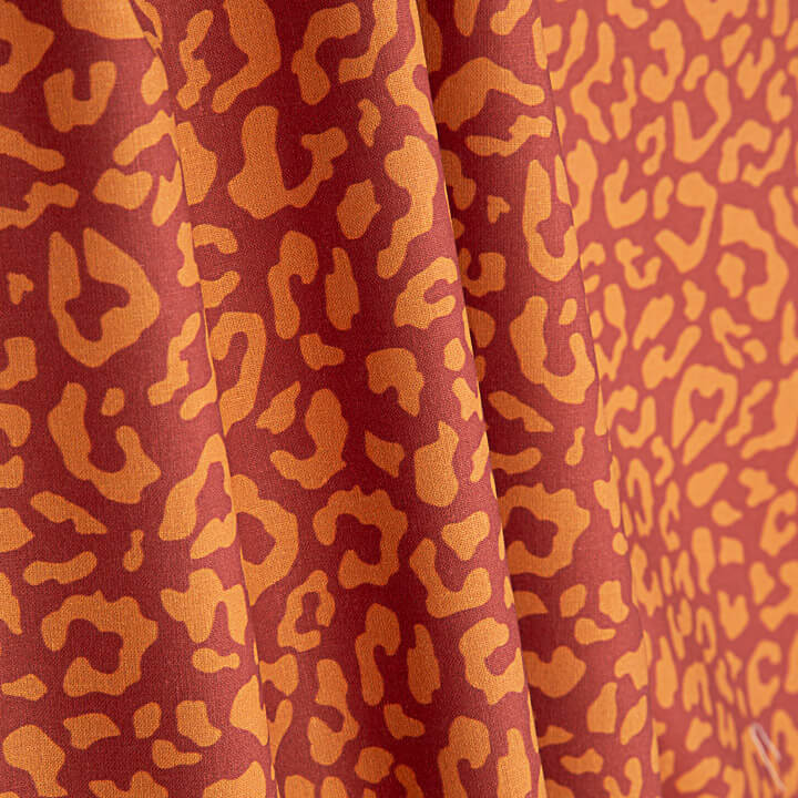 Percale imprimée Nairobi moutarde bordeaux - Ribes y Casals