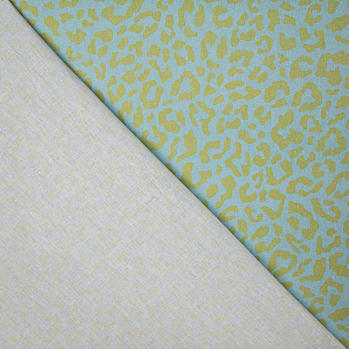 Percale imprimée Nairobi vert citron bleu ciel - Ribes y Casals