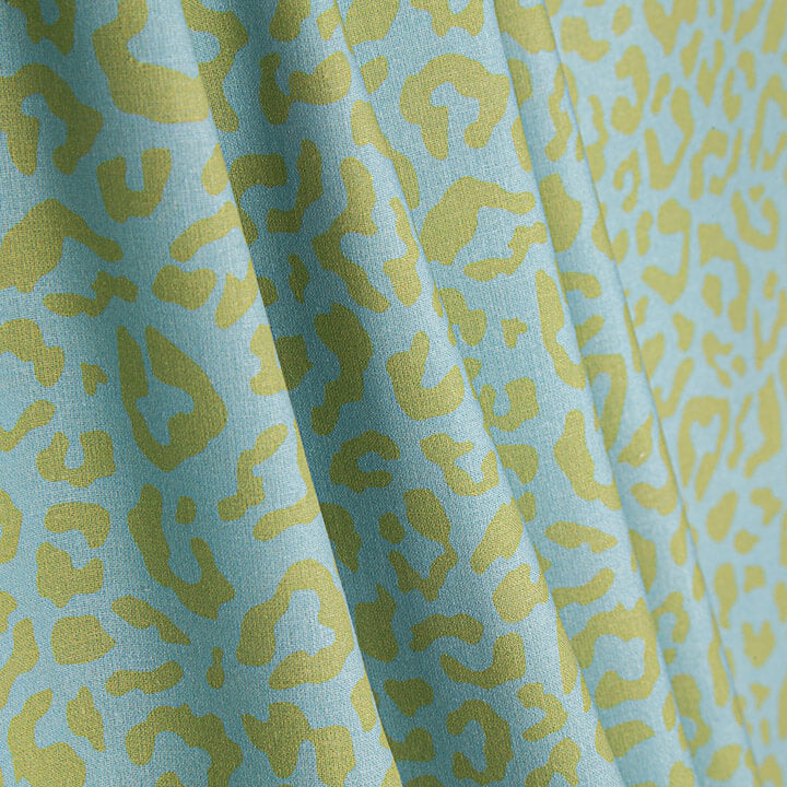 Percale imprimée Nairobi vert citron bleu ciel - Ribes y Casals