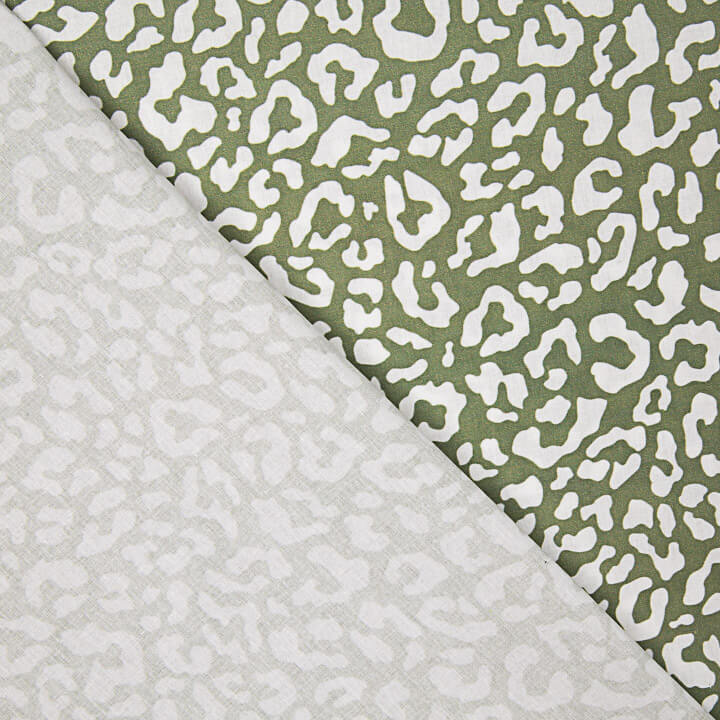 Percale imprimée Nairobi vert olive blanc - Ribes y Casals
