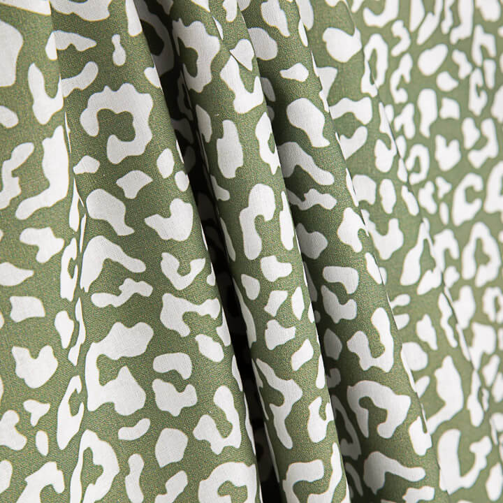 Percale imprimée Nairobi vert olive blanc - Ribes y Casals