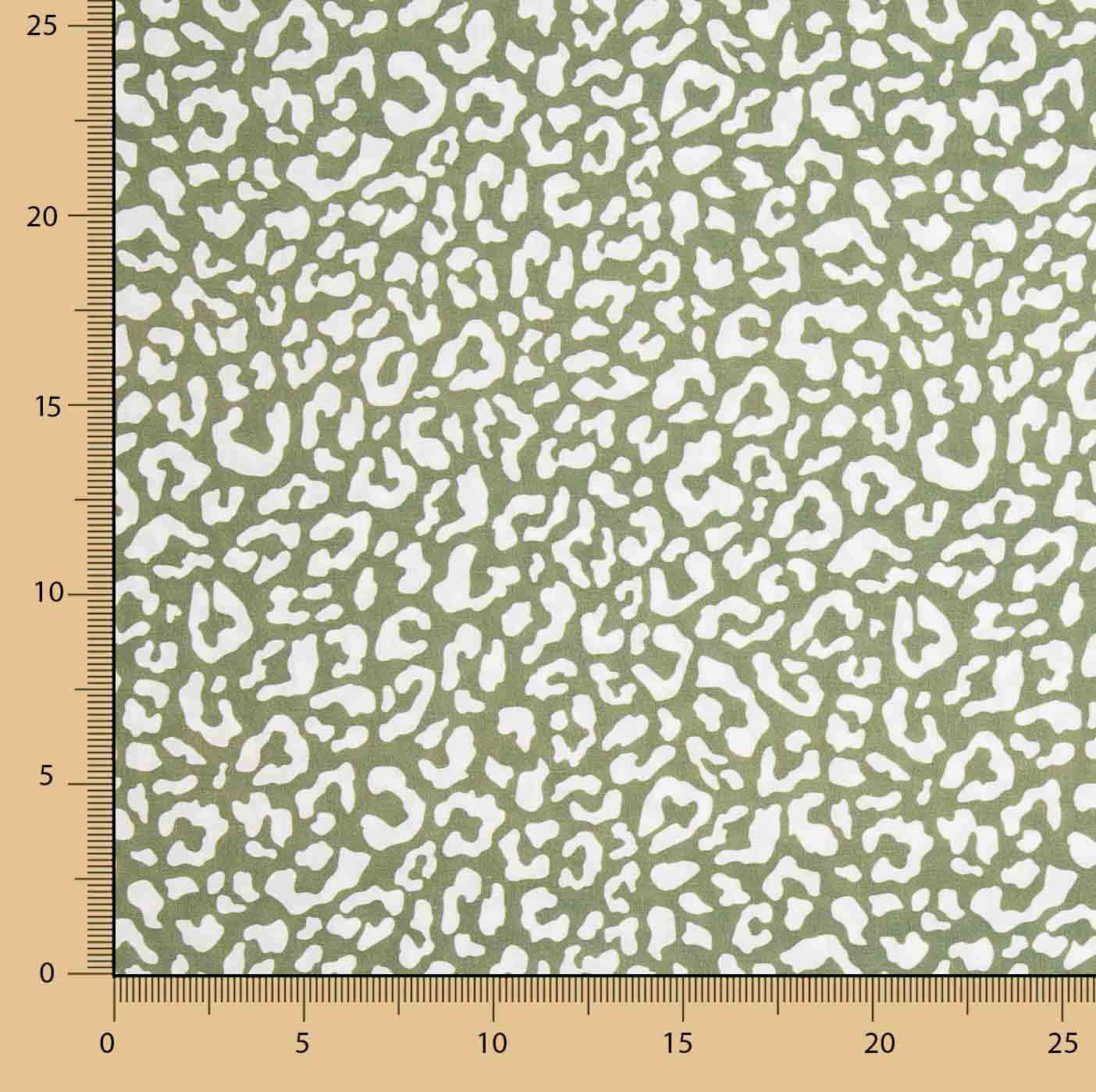 Percale imprimée Nairobi vert olive blanc - Ribes y Casals