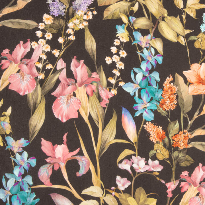Viscose imprimée « Jardin Iris Nocturne » - Ribes y Casals
