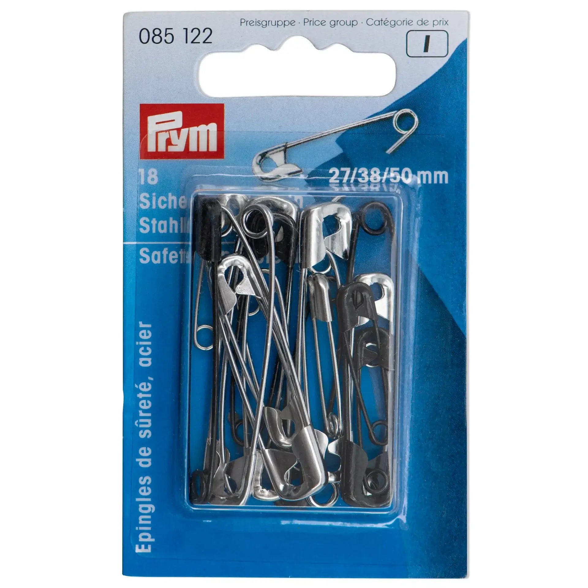 Épingles de sûreté Prym assorties 27/38/50 mm – 18 unités - Ribes y Casals