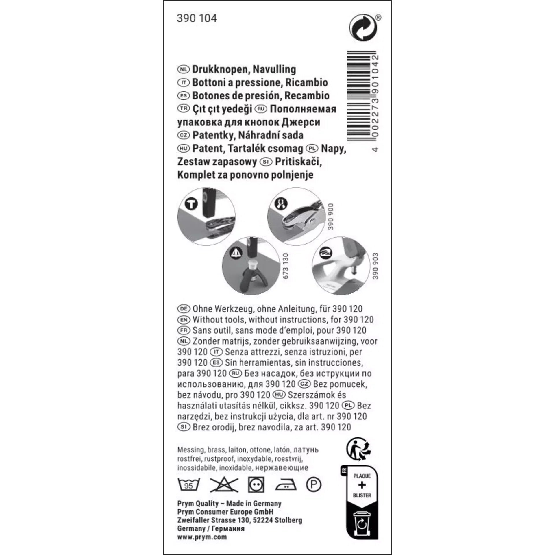 Boutons-pression de rechange pour jersey Prym 390104 10 mm - Ribes y Casals