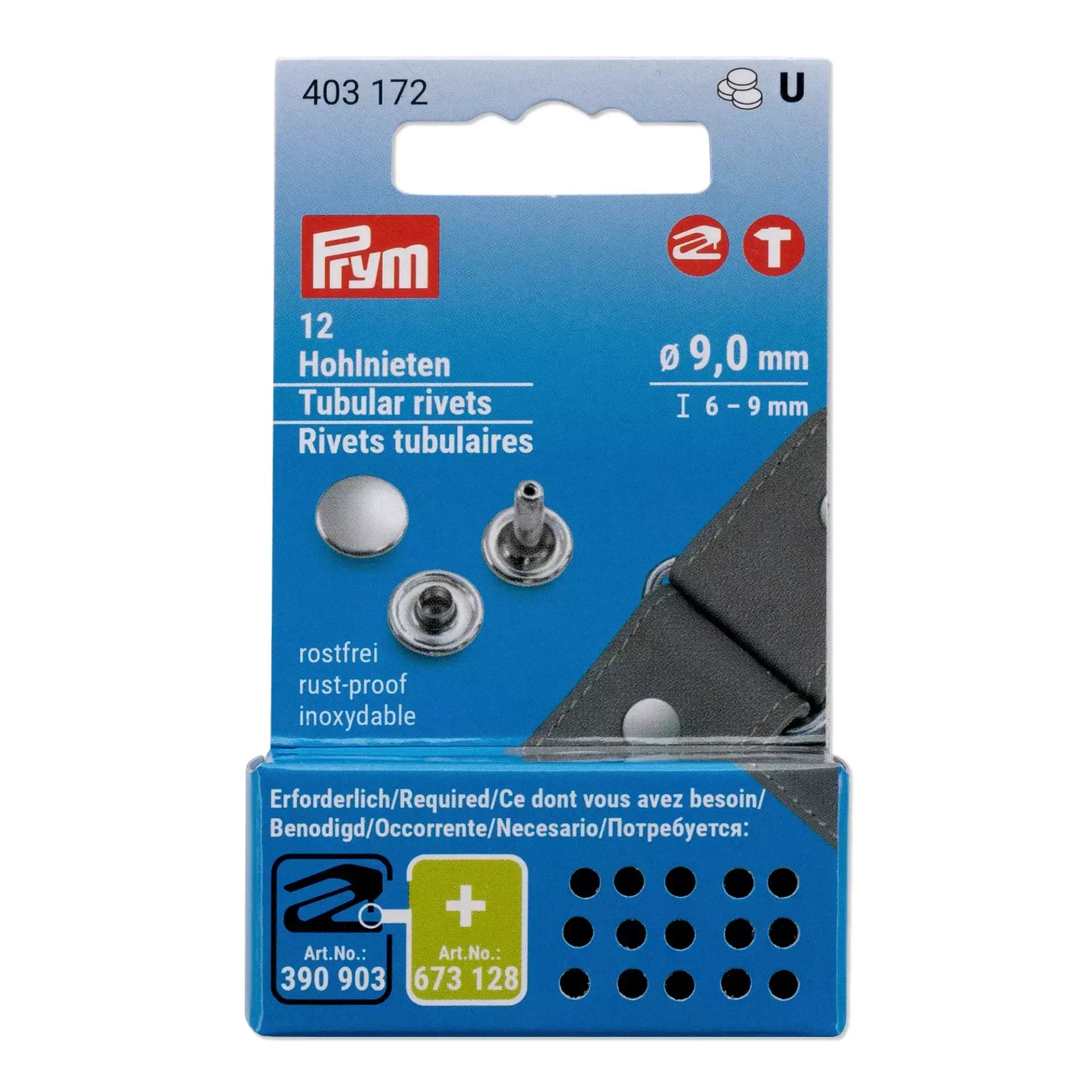 Rivets tubulaires Prym 6-9 mm argentés - Ribes y Casals