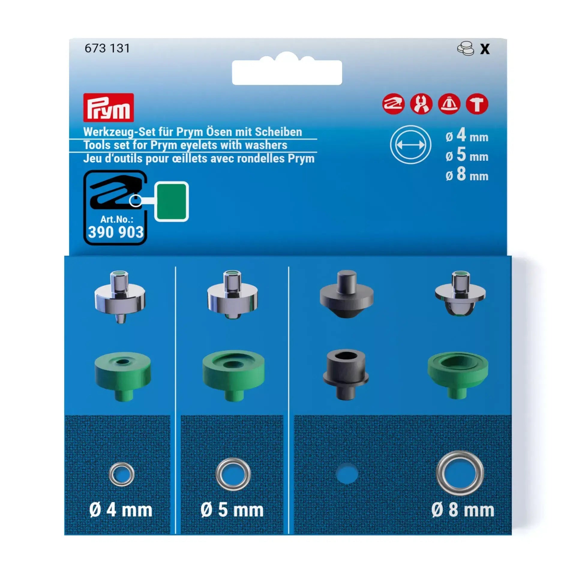 Kit d'outils pour œillets Prym VARIO 4, 5 et 8 mm - Ribes y Casals